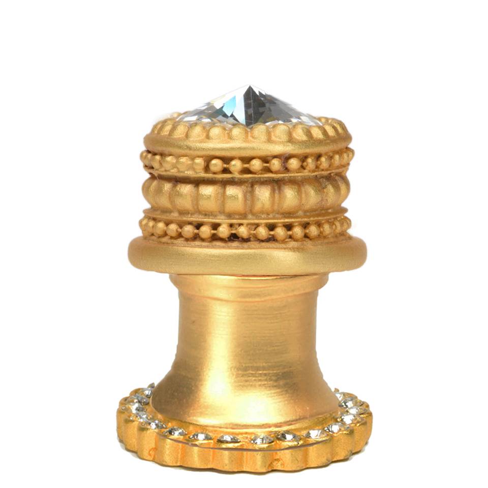 Carpe Diem Hardware - Cache Medium Round Knob With Halo Platform With 24 Swarovski Clear Crystals - Gilded Mercury