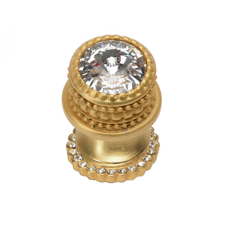 Cache Medium Round Knob With Halo Platform With 24 Swarovski Clear Crystals