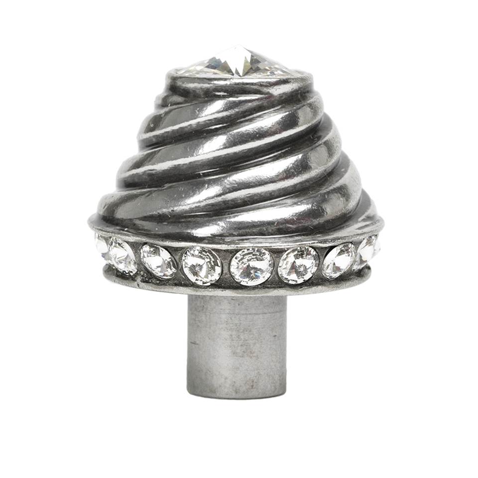 Carpe Diem Hardware - Cache Large Round Knob With 19 Rivoli Swarovski Clear Crystals - Chalice