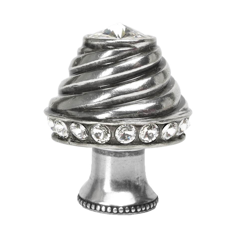 Carpe Diem Hardware - Cache Medium Round Knob With Flared Foot With 19 Rivoli Swarovski Clear Crystals In Chalice. - Chalice