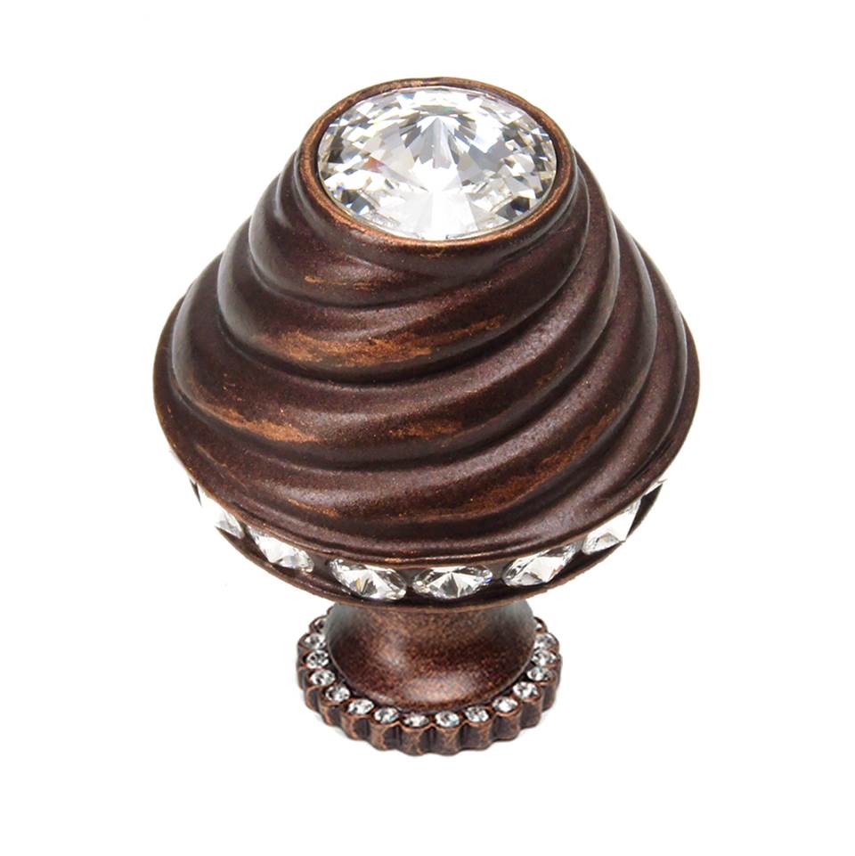 Carpe Diem Hardware - Cache Medium Round Knob With Halo Platform With 42 Swarovski Clear Crystals - Oil Rubbed Bronze
