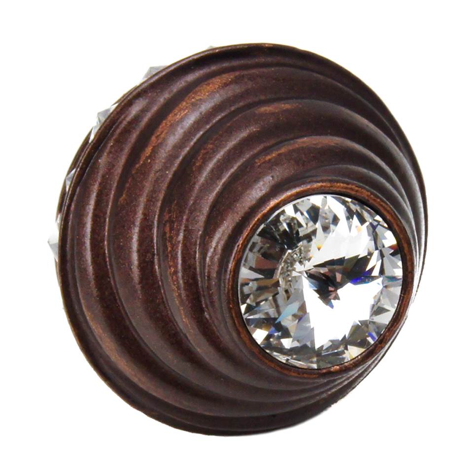 Cache Medium Round Knob With Halo Platform With 42 Swarovski Clear Crystals