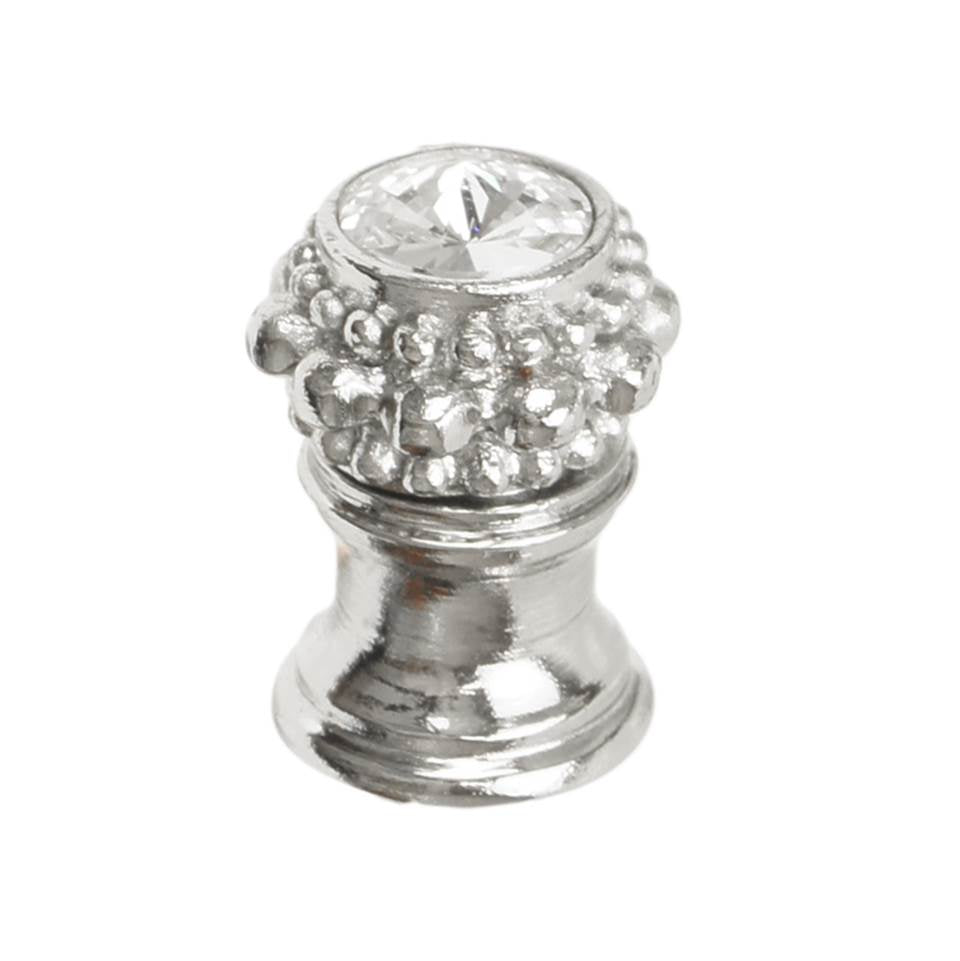 Carpe Diem Hardware - Cache Small Round Knob With Flared Foot With A Rivoli Swarovski Clear Crystal In Platinum. - Platinum