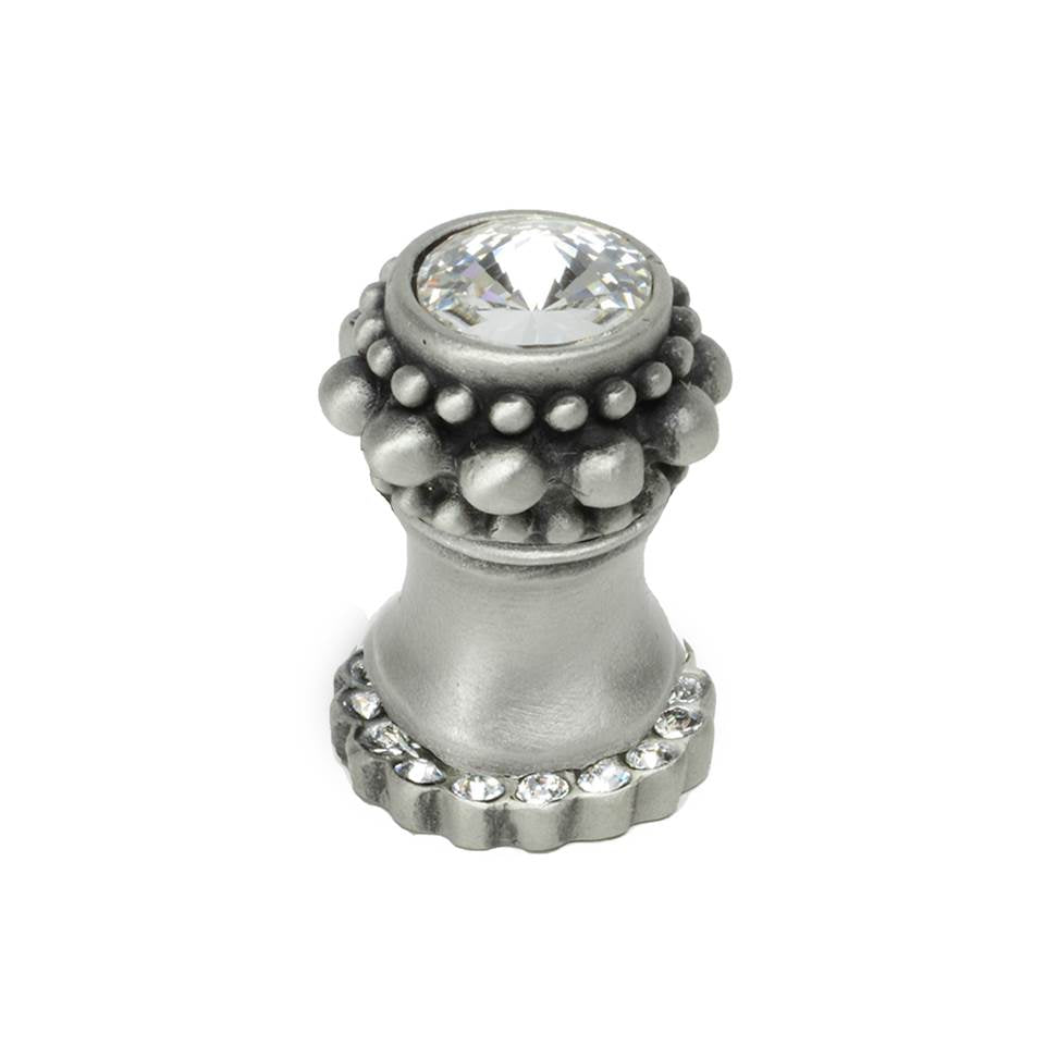 Cache Small Round Knob With Halo Platform With 20 Swarovski Clear Crystals