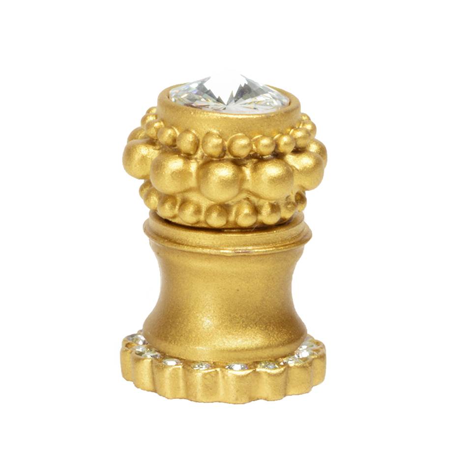 Carpe Diem Hardware - Cache Small Round Knob With Halo Platform With 20 Swarovski Clear Crystals - Gilded Mercury