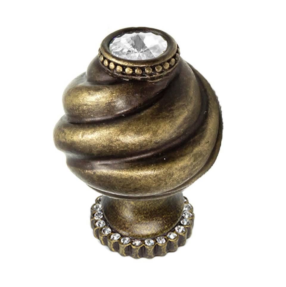 Carpe Diem Hardware - Juliane Grace 12'' O.C. Approx w/ 1/2'' Smooth Center Long Pull Large Finial w/ Swarovski Crystals - Antique Brass