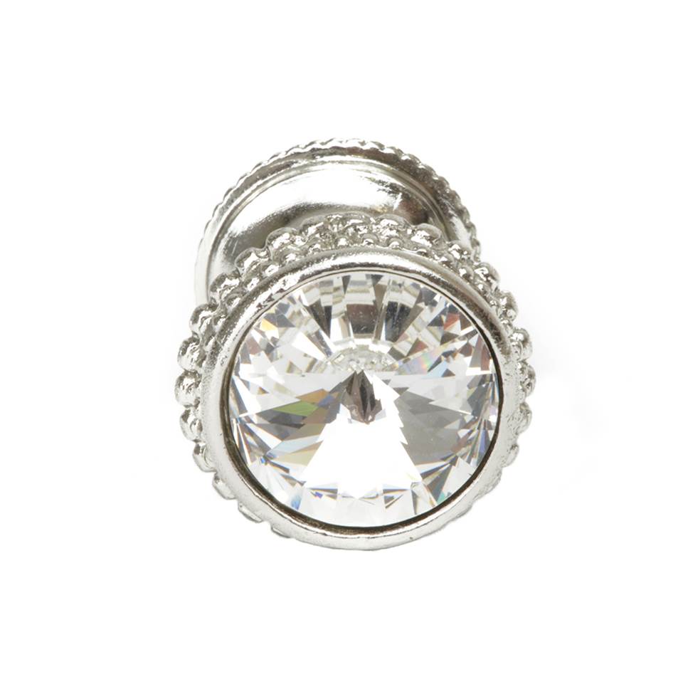 Cache Knob With An 18Mm Rivoli Swarovski Clear Crystal In Satin.