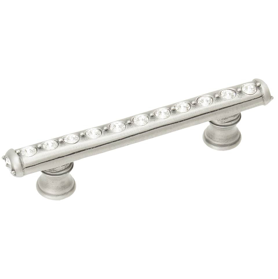 Cache 3'' O.C. Pull With Flared Feet With Center Of Swarovski Clear Crystals In Satin.