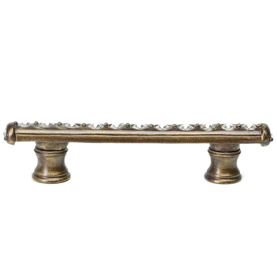 Cache 3'' O.C. Pull With Flared Feet With Center Of Swarovski Clear Crystals In Satin.