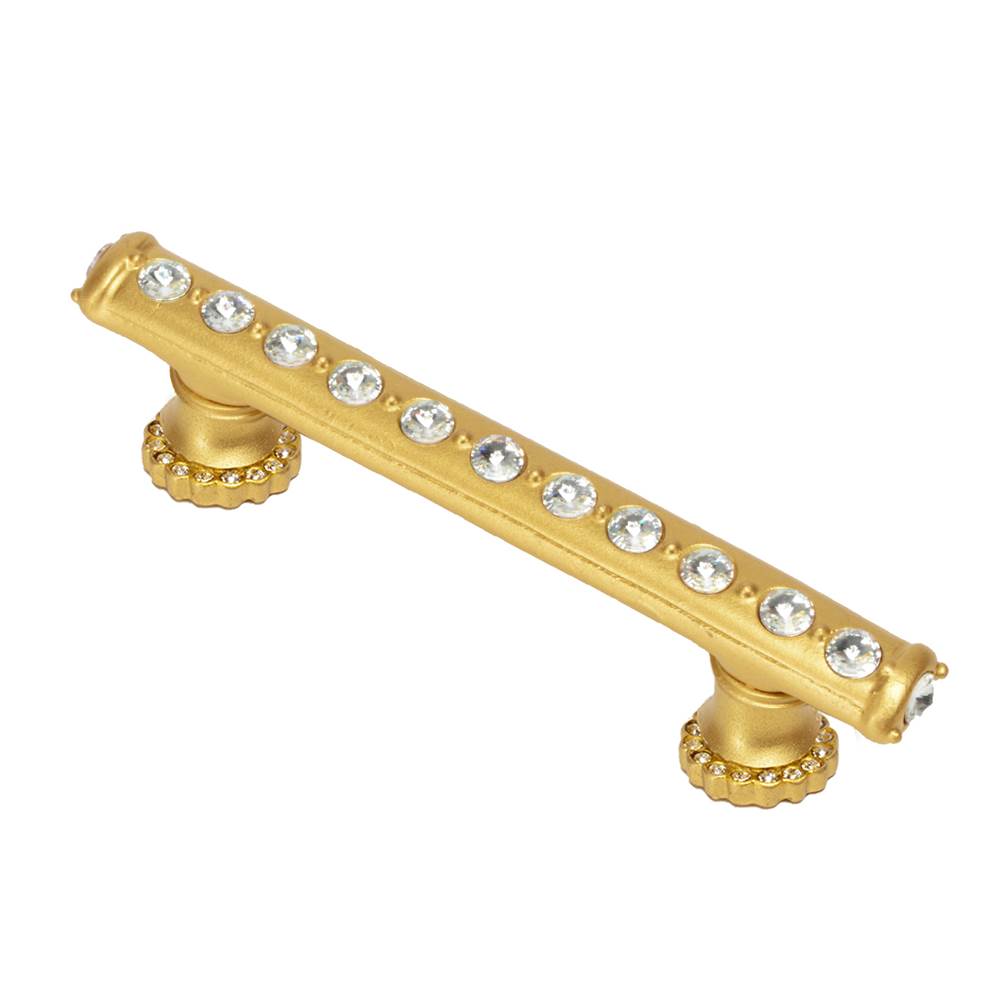 Carpe Diem Hardware - Cache 3'' O.C. Pull With Halo Platforms With Center Of Swarovski Clear Crystals - Gilded Mercury
