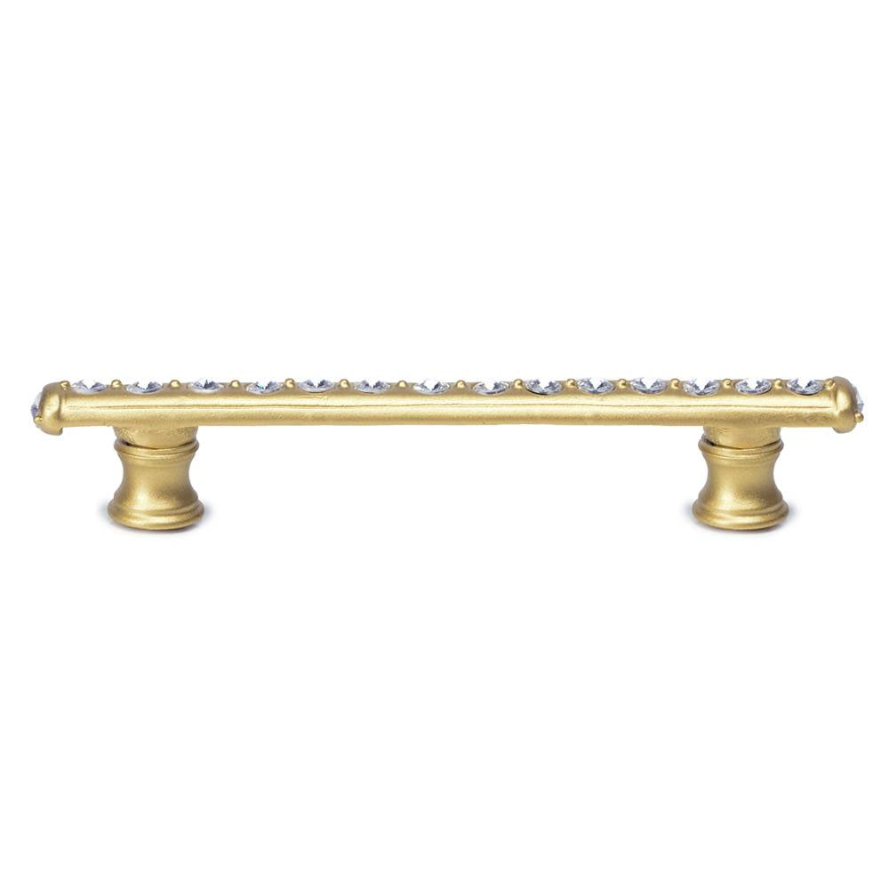 Cache 4'' O.C. Pull With Flared Feet With Center Of Swarovski Clear Crystals In Satin.