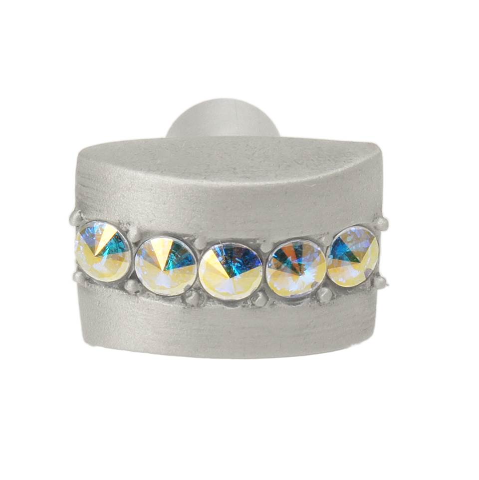 Cache Rectangle Knob With Center Of 5 Rivoli Swarovski Aurore Boreale Crystals