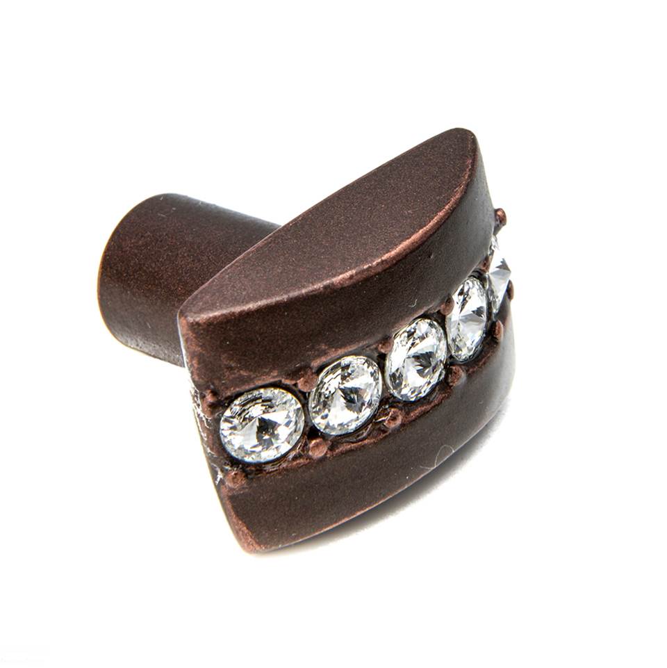 Cache Rectangle Knob With Center Of 5 Rivoli Swarovski Clear Crystals