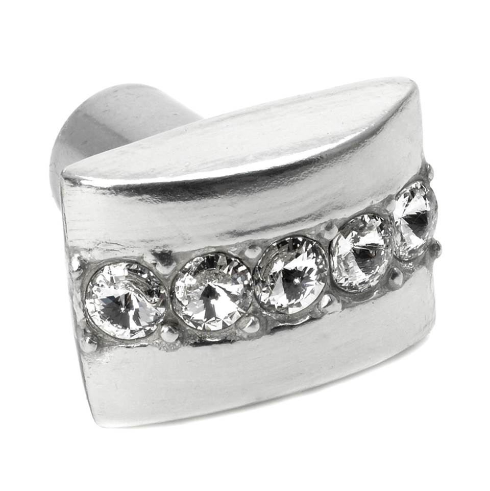 Cache Rectangle Knob With Center Of 5 Rivoli Swarovski Clear Crystals