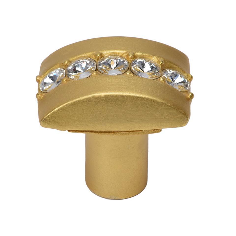 Carpe Diem Hardware - Cache Rectangle Knob w/ Center Of 5 Rivoli Swarovski Crystals - Gilded Mercury