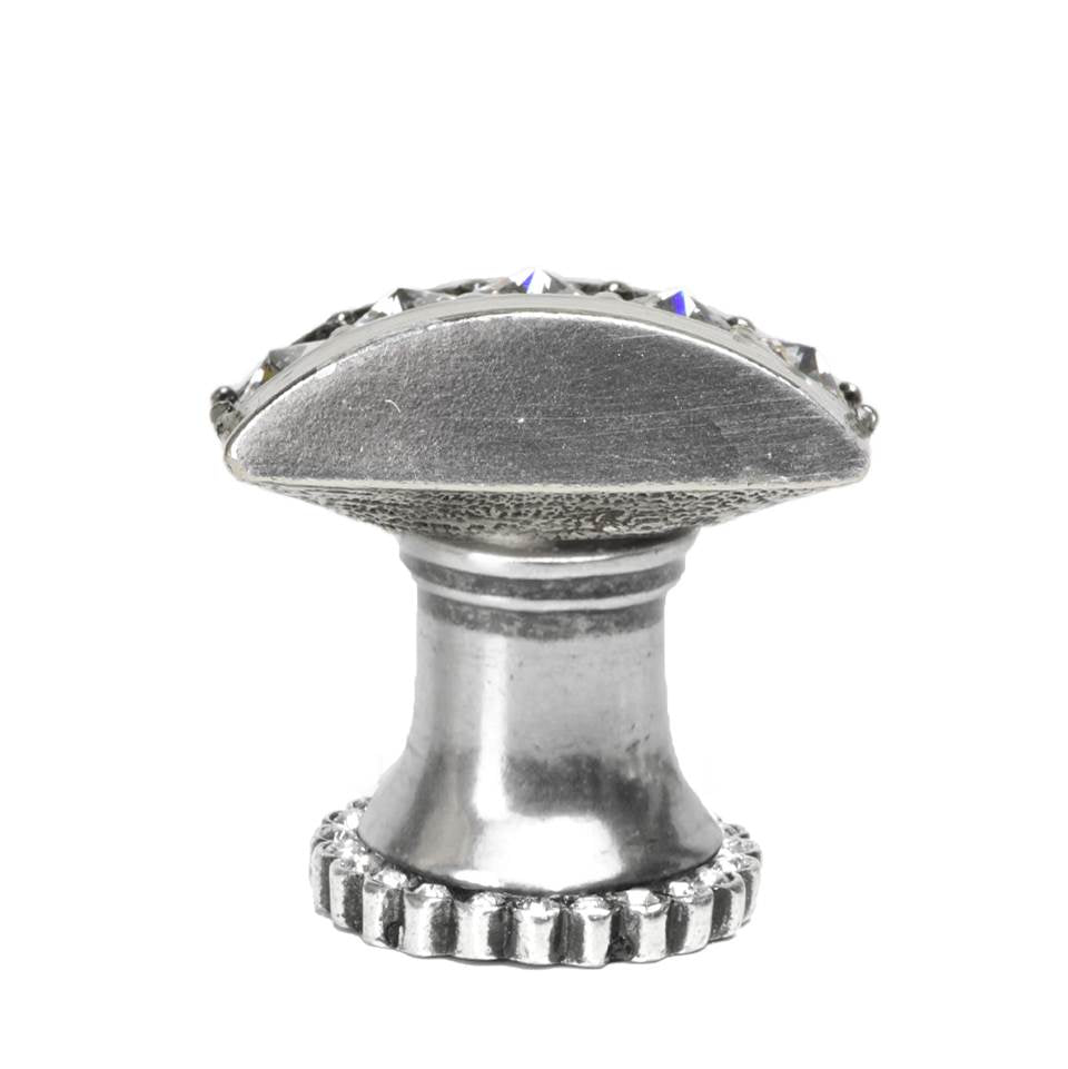 Cache Rectangle Knob With Halo Platform With Center Of 28 Swarovski Clear Crystals