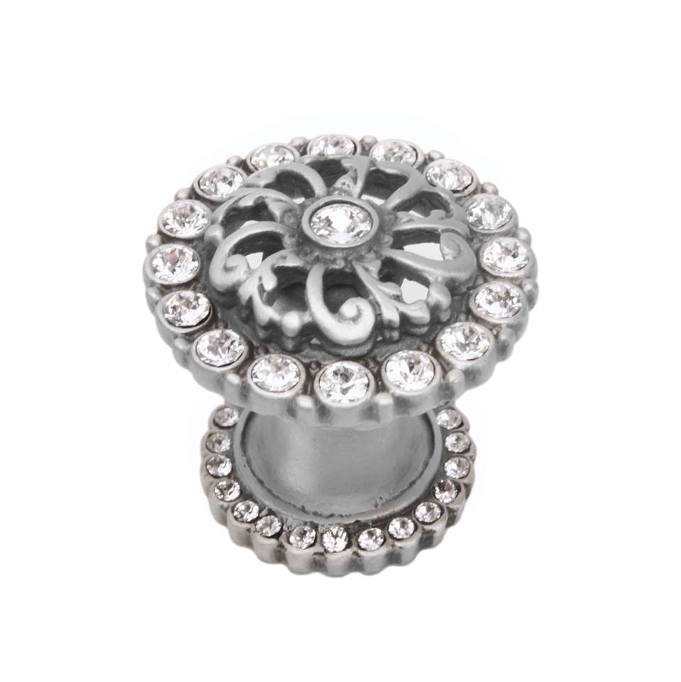 Carpe Diem Hardware - Cache Medium Round Knob w/ Halo Platform w/ Swarovski Crystals - Soft Gold