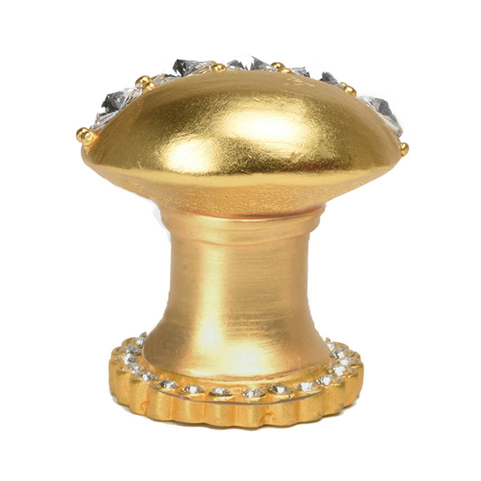 Carpe Diem Hardware - Cache Round Knob With Halo Platform With Center Of 28 Swarovski Clear Crystals - Gilded Mercury
