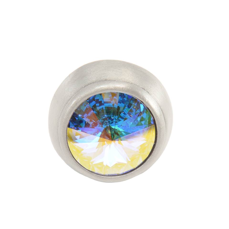 Cache Round Knob With An 18Mm Rivoli Swarovski Aurore Boreale Crystal