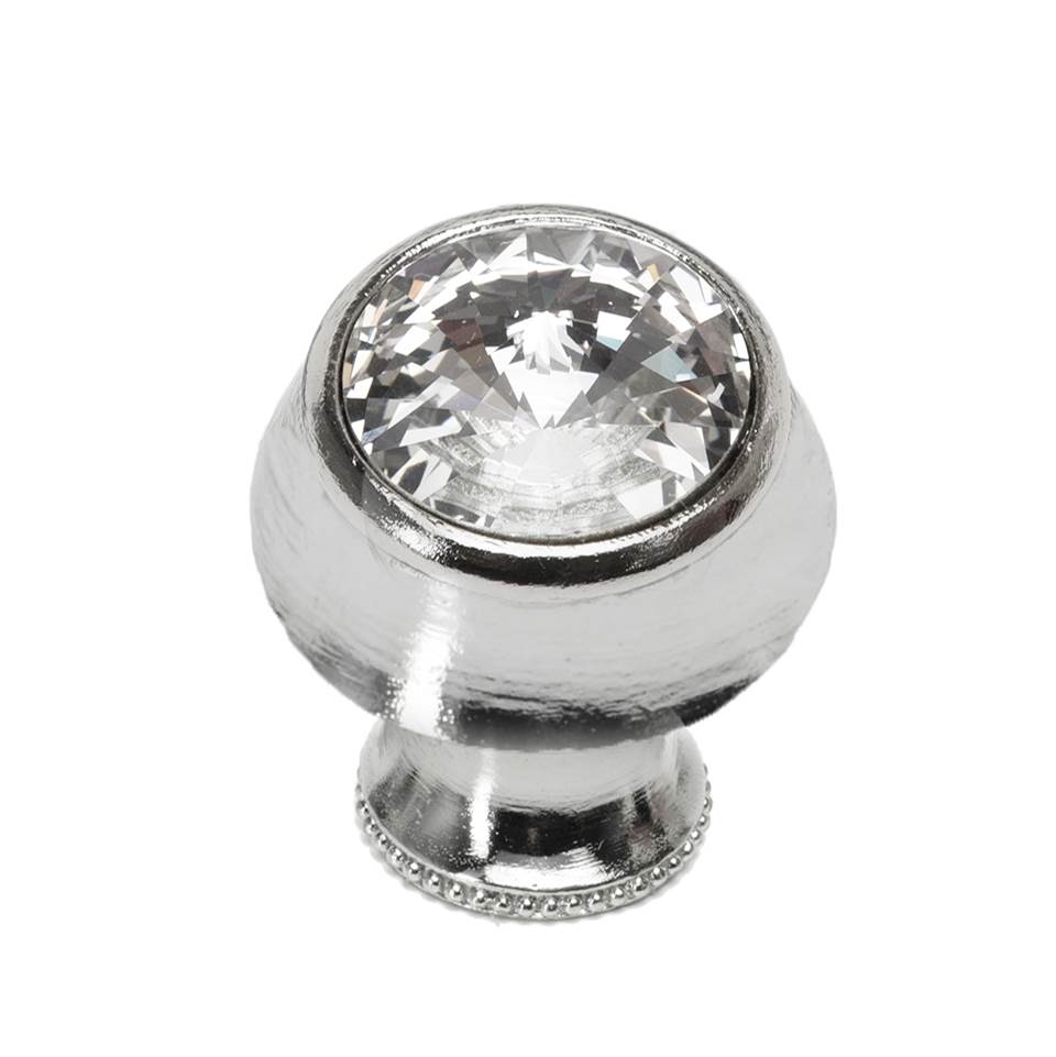 Cache Round Knob With Flared Foot With An Rivoli Swarovski Clear Crystals In Satin.