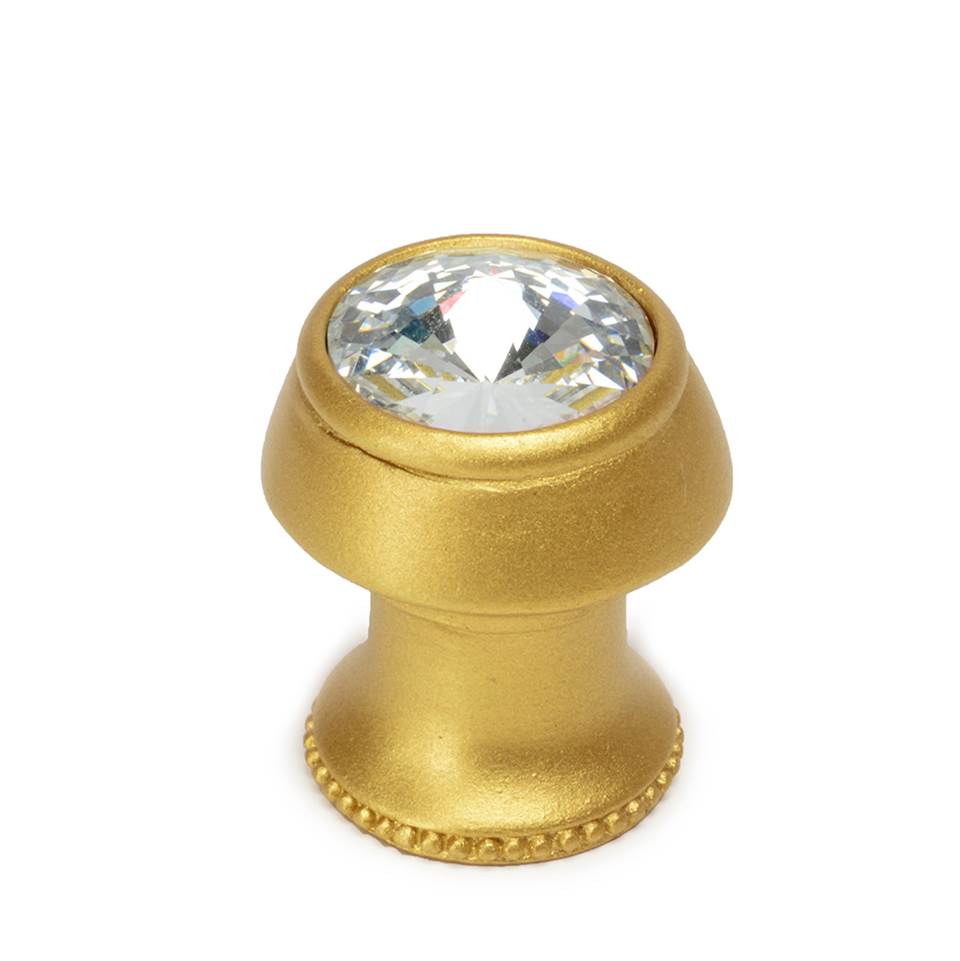 Carpe Diem Hardware - Cache Round Knob w/ Flared Foot w/ An Rivoli Swarovski Crystals - Gilded Mercury