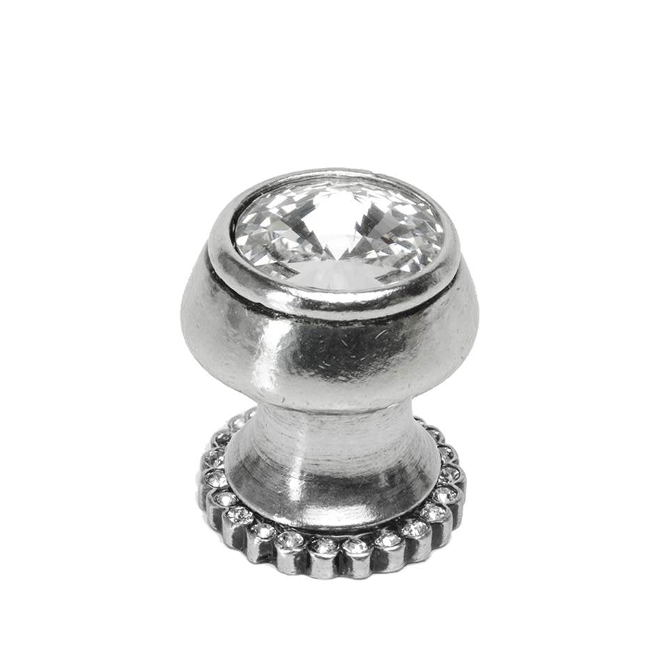 Carpe Diem Hardware - Cache Round Knob With Halo Platform With 24 Swarovski Clear Crystals - Chalice