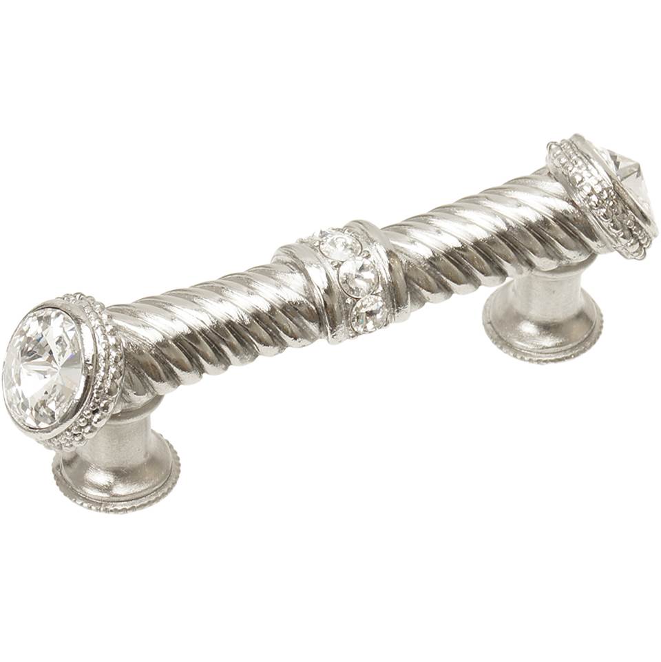 Cache 3'' O.C. Large Pull With End and Center 7 Rivoli Swarovski Clear Crystals In Satin.