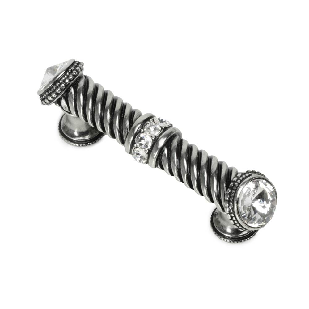 Carpe Diem Hardware - Cache 3'' O.C. Large Pull w/ End & Center 7 Rivoli Swarovski Crystals - Chalice
