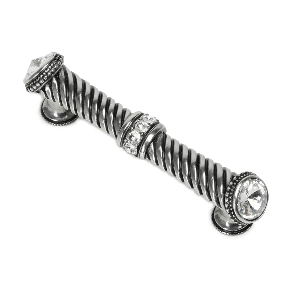 Carpe Diem Hardware - Cache 4'' O.C. Large Pull With End and Center 7 Rivoli Swarovski Clear Crystals In Chalice. - Chalice