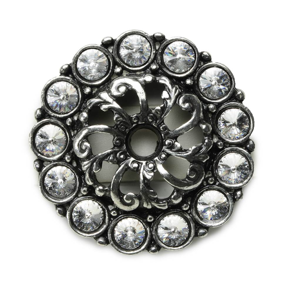 Carpe Diem Hardware - Cache Medium Escutcheon With 13 Rivoli Swarovski Clear Crystals In Chalice. - Chalice