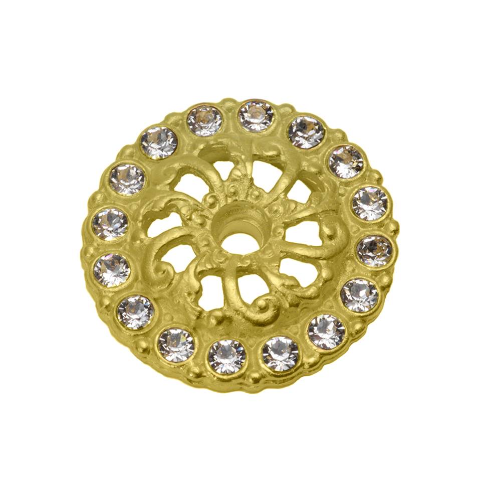 Carpe Diem Hardware - Cache Ii Swing Towel Reeded Ring Right w/ Swarovski Crystals - Antique Brass