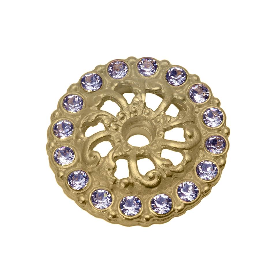 Carpe Diem Hardware - Cache Small Round Escutcheon With 16 Swarovski Clear Crystals In Soft Gold. - Soft Gold