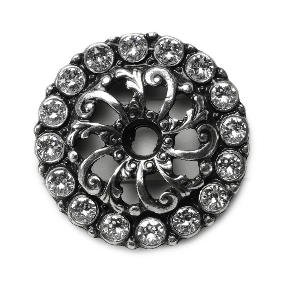 Carpe Diem Hardware - Cache Small Round Back Plate With 16 Swarovski Clear Crystals In Chalice. - Chalice