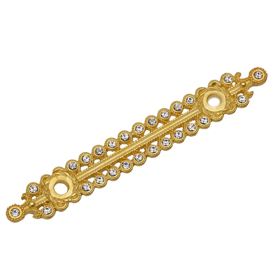 Carpe Diem Hardware - Cache 3'' O.C. Large Elongated Escutcheon With Swarovski Clear Crystals - Gilded Mercury
