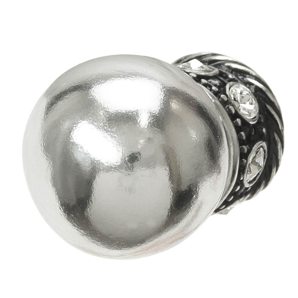 Cache Large Round Knob With Clear Swarovski Crystals Sleeve In Chalice Finish.
