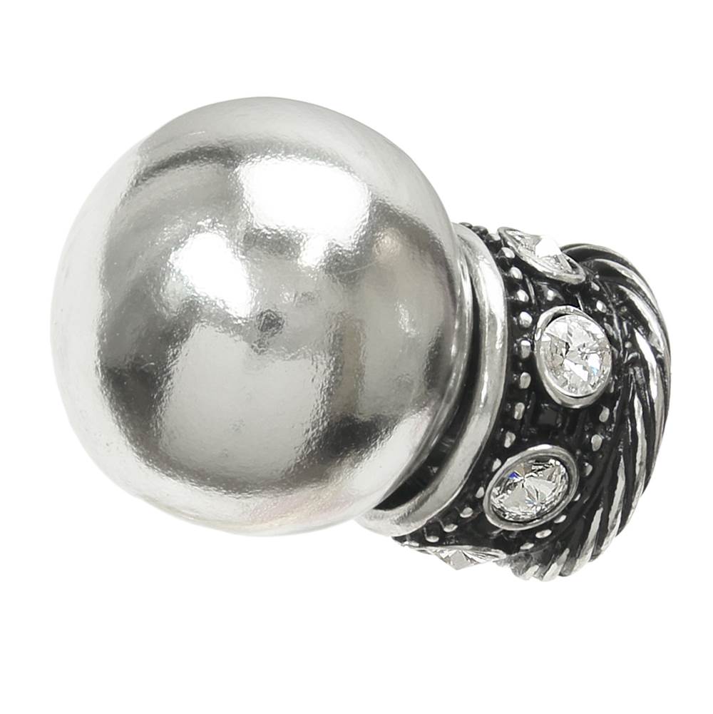 Cache Large Round Knob With Clear Swarovski Crystals Sleeve In Chalice Finish.