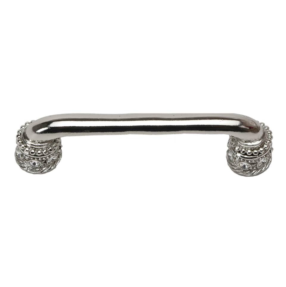 Carpe Diem Hardware - Cache 4'' O.C. Pull With Swarovski Clear Crystals and Sleeves In Platinum. - Platinum