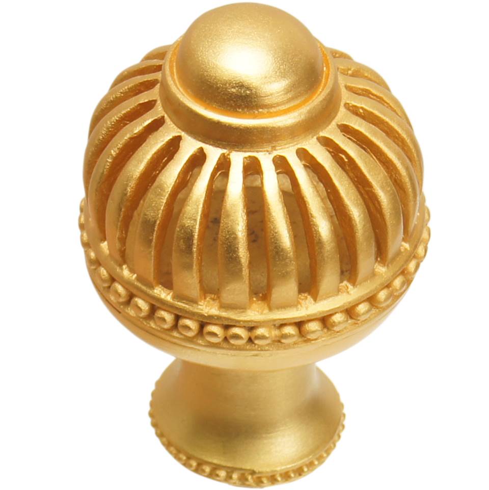 Carpe Diem Hardware - Cricket Cage Large Round Knob With Flared Foot In Gilded Mercury. - Gilded Mercury