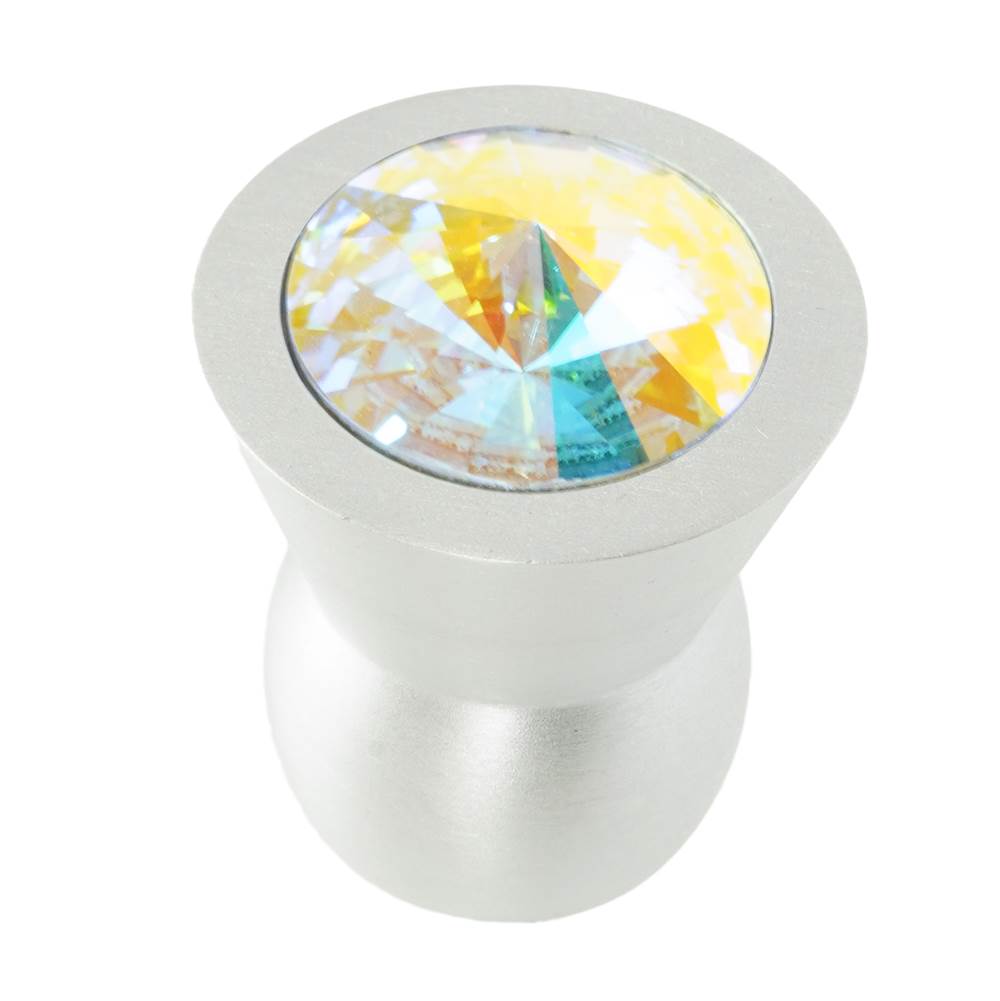 Cone Aluminum Knob; 18Mm Aurora Borealis Crystals; Satin Nickel Finish