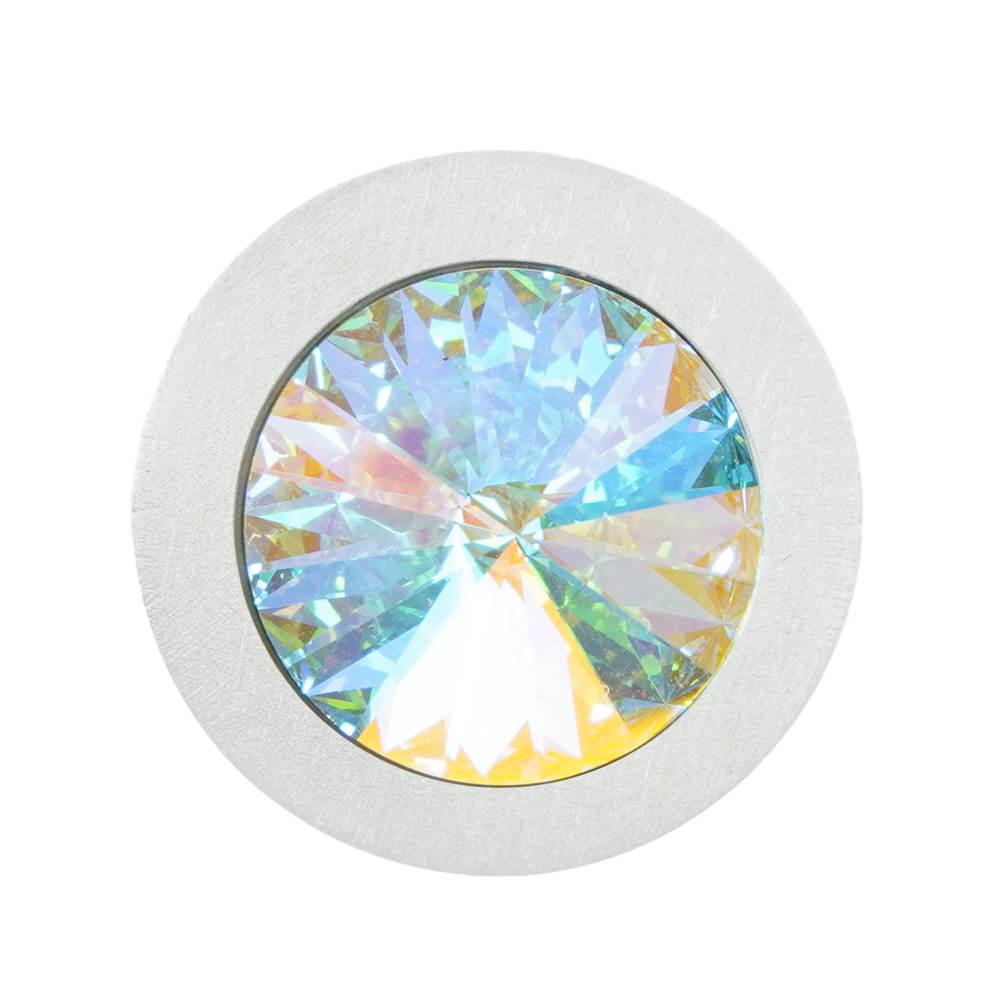 Cone Aluminum Knob; 18Mm Aurora Borealis Crystals; Satin Nickel Finish