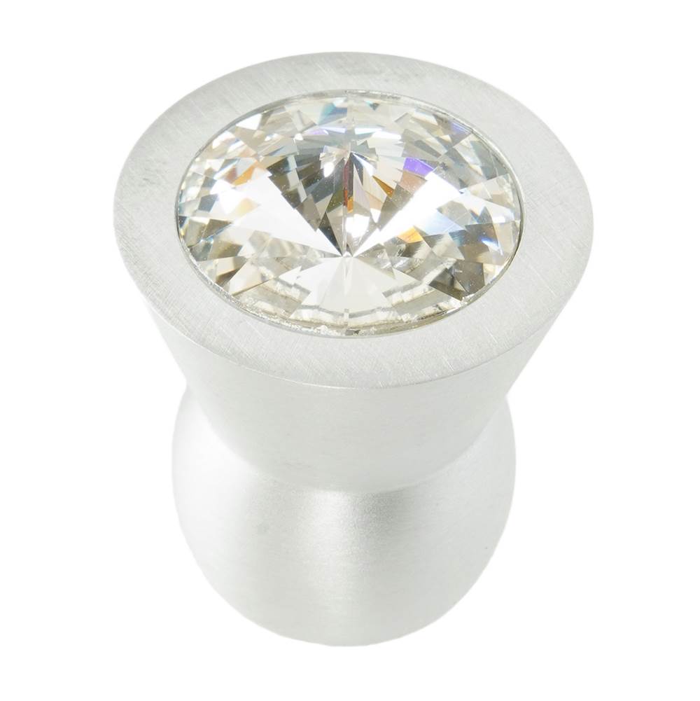 Cone Aluminum Knob; 18Mm Clear Crystals; Satin Nickel Finish