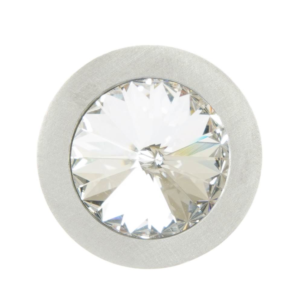 Cone Aluminum Knob; 18Mm Clear Crystals; Satin Nickel Finish