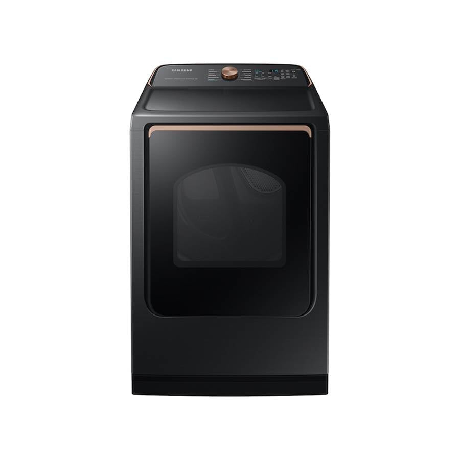 Samsung - Smart Electric Dryer with Steam SanitizePlus and Sensor Dry, 7.4 cu-ft - Brushed Black