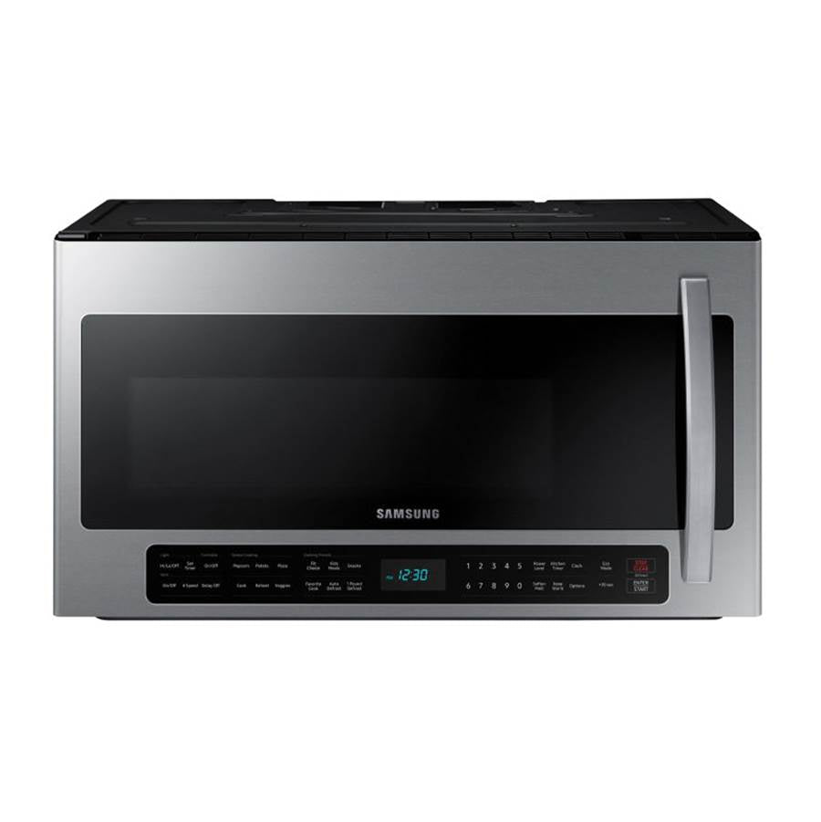 Samsung - New Handle, Bottom Controls, Sensor Cook, Ceramic Enamel Interior, LED Cooktop Light, 2.1 cu-ft - Stainless Steel