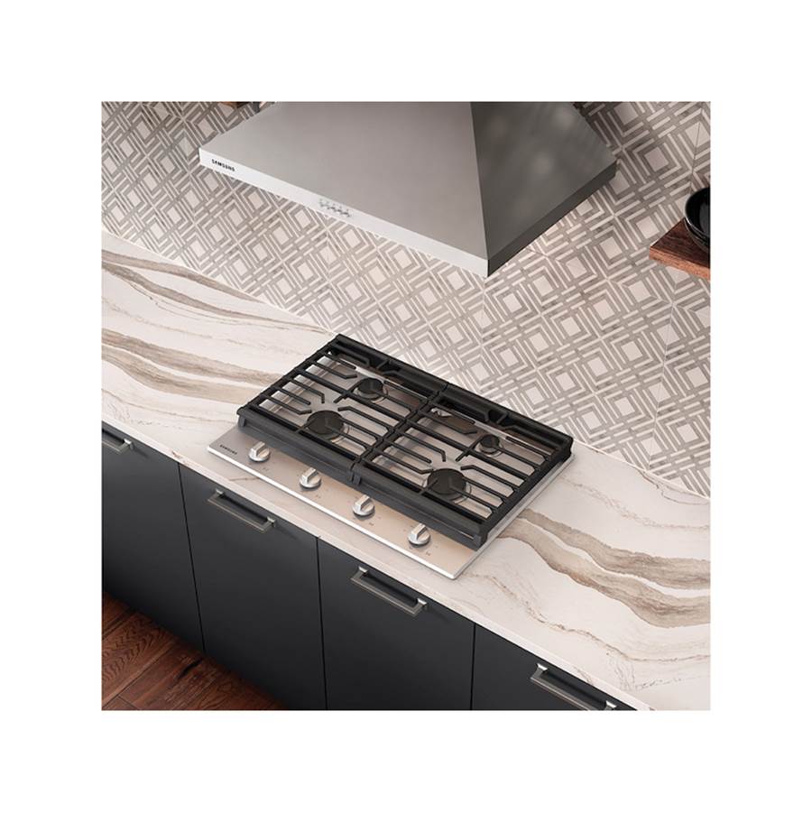 Four Burners, 1-17000 Power Burner, 1-13000, 1-9.5, 1-5000 Simmer, 30''