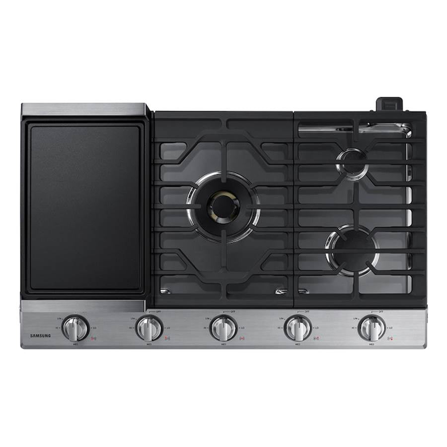 Five Burners, 1-22000 Dual Ring Brass, 1-13000 Power Burner, 2-9.5 K, 1-5000 Simmer, Illuminated Knobs, Die-cast Griddle, Wok Ring, Wi-Fi, 36''