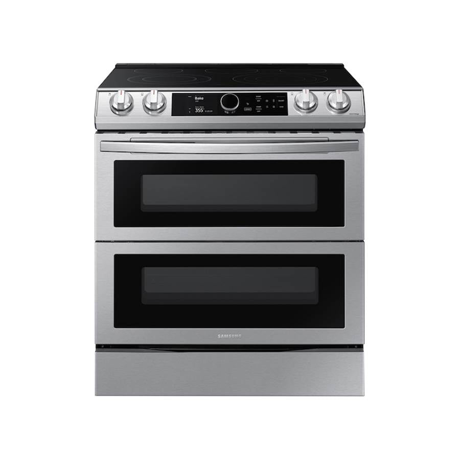 Samsung - Slide-In Electric with Flex Duo, Smart Dial and Air Fry, 6.3 cu-ft - Stainless Steel