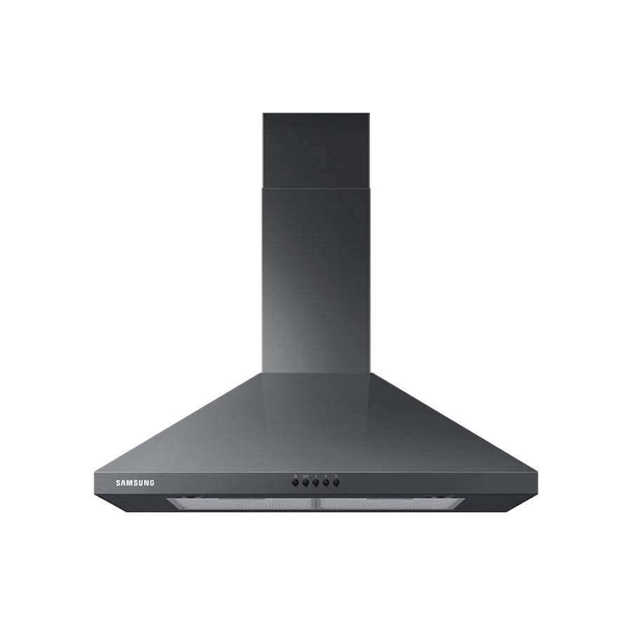 Samsung - Wall Mount Chimney Exterior Venting (Recirculating Capable), 390 cfm, LED Lighting, Aluminum Mesh Filters, 30'' - Black Stainless Steel