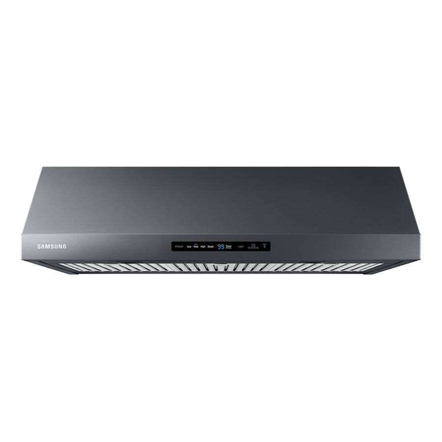 Samsung - Under Cabinet Exterior Venting (Recirculating Capable), LED Lighting, Baffle Filters, Hood Connectivity, Wi-Fi, 390 cfm (600 cfm Capable), 36'' - Black Stainless Steel