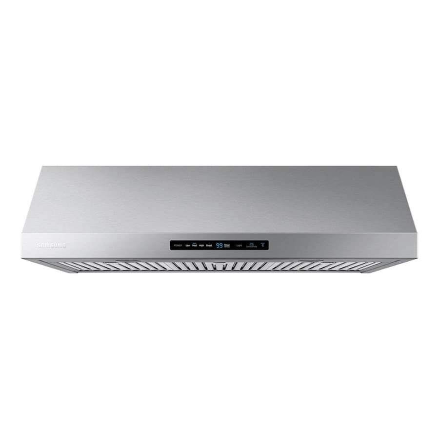 Samsung - Under Cabinet Exterior Venting (Recirculating Capable), LED Lighting, Baffle Filters, Hood Connectivity, Wi-Fi, 390 cfm (600 cfm Capable), 36'' - Stainless Steel